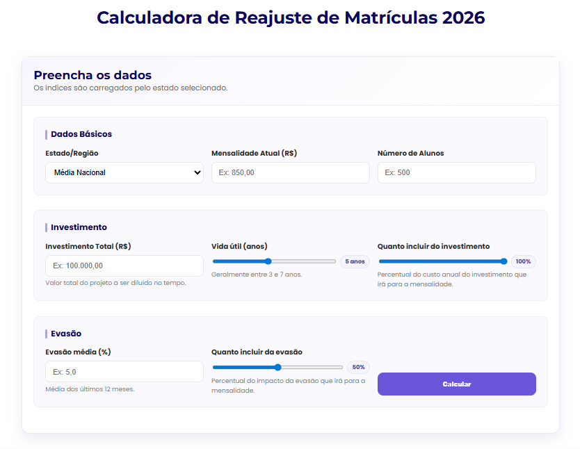 Demonstração da calculadora - Tela 1